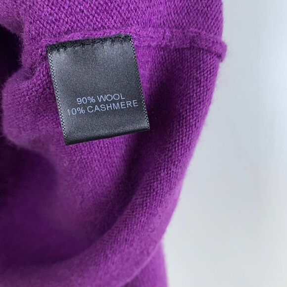 Quinn Wool Cashmere Women’s Size Large L Ruffle Sweater Purple Soft - Picture 3 of 4